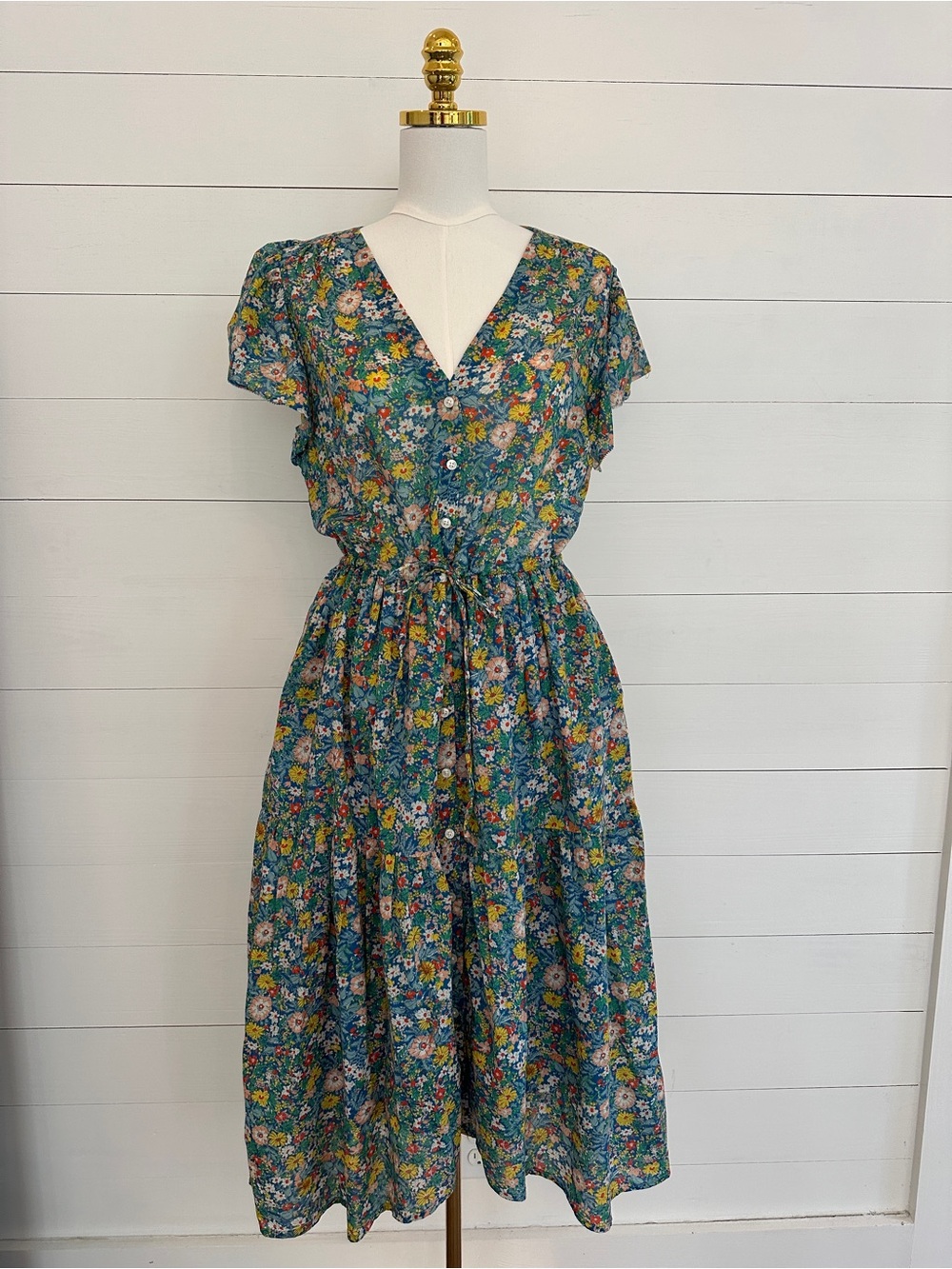 Trovata Birds of Paradis Floral Tiered Kristi Midi Dress